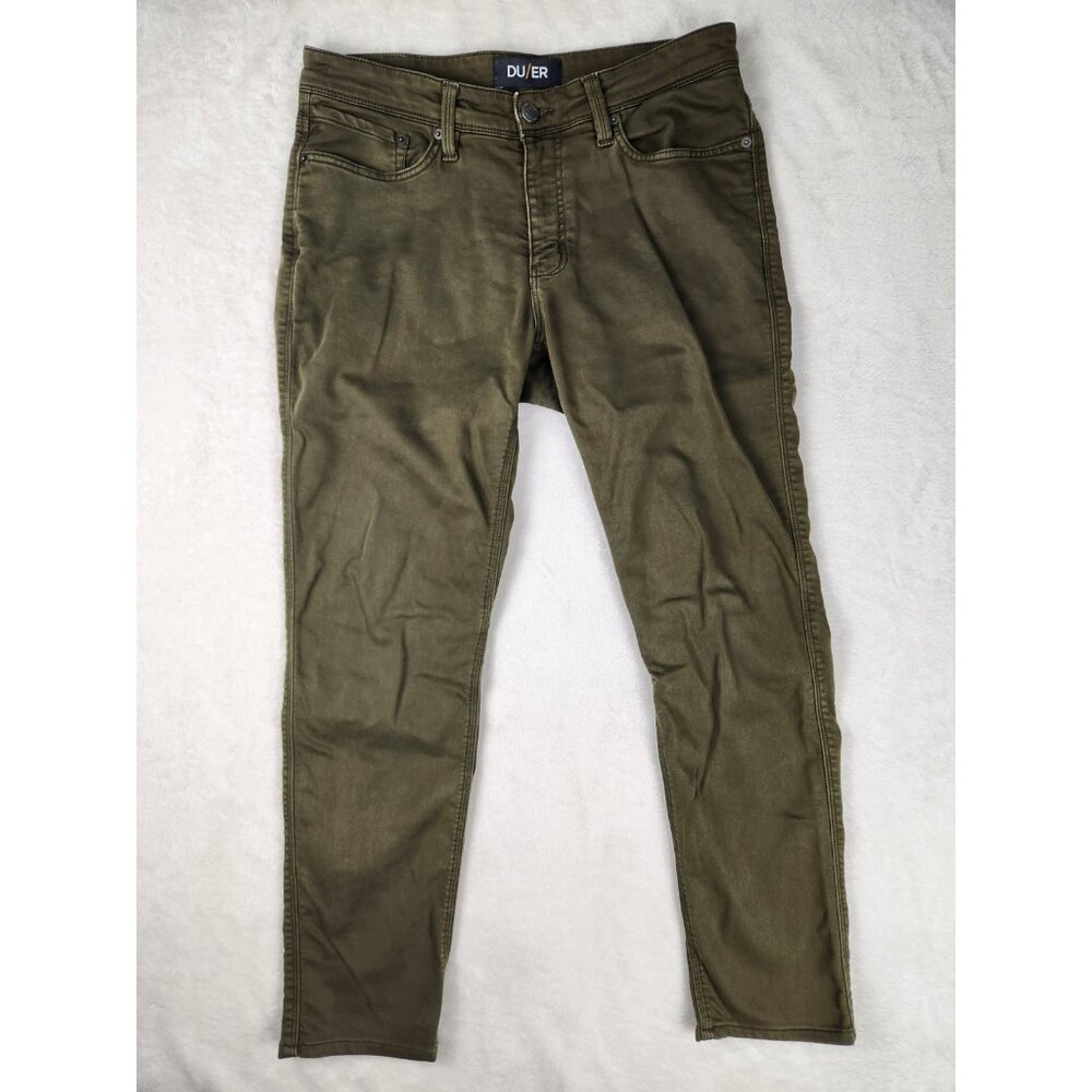 DU/ER Pants Men 31x32 Brown/Green N2X Slim Fit Tapered Stretch Chino Nature DUER